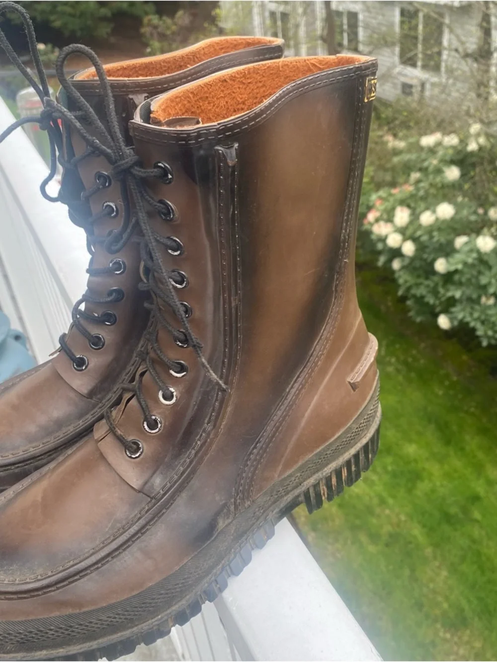 JB Vintage Mountain Man Rubber Work Boots w Steel Shanks Size 10